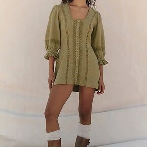 NWT Free People Free-est Jule Mini Dress in golden lime